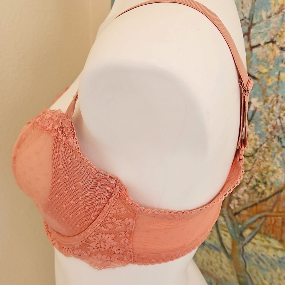 38D VS Elegant Lace Underwire Bra Set - Black, Red, and Peach - Picture 9 of 10
